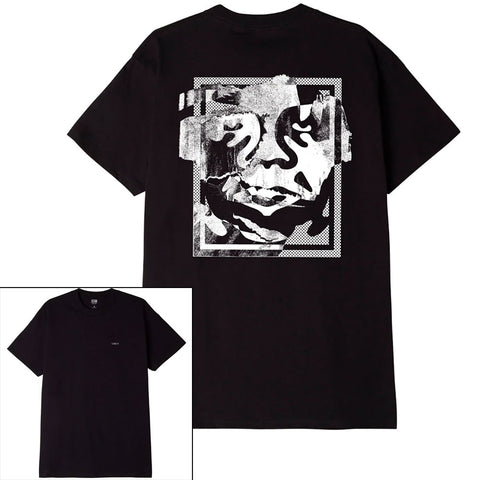 Obey Mens Torn Icon Face T-Shirts in black