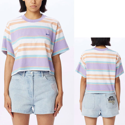 Obey Womens Ariella Cropped Tops in lavender