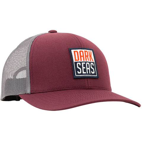 Dark Seas Mens Lineage Hats in maroon/grey