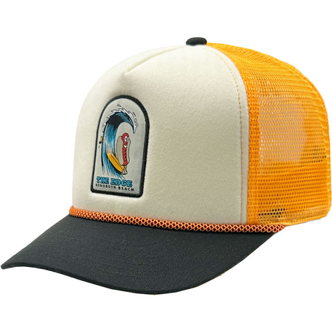 Edge Hot Dog Hats in cream/orange/black