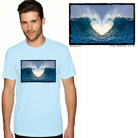 Edge Heart Wave T-Shirts in ice blue