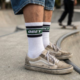 Obey Mens Cooper II Socks in white / green