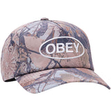 Obey Oval 5 Panel Strapback Hats in fence camo