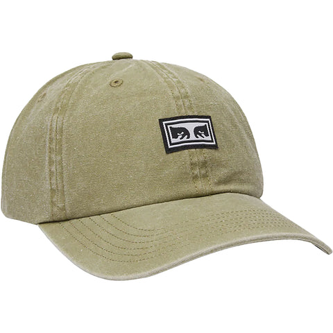 Obey Icon Eyes Pigment 6 Panel Velcro Hats in khaki