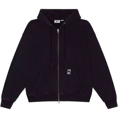 Obey Mens Obey Post Zip Hoodie in dusty black