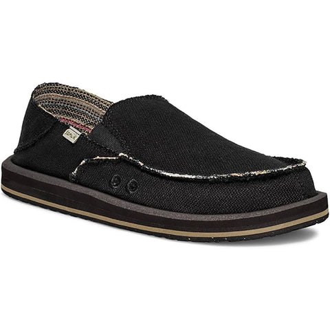 Sanuk Mens Donny Hemp 2Tone Sandal Shoes in Black