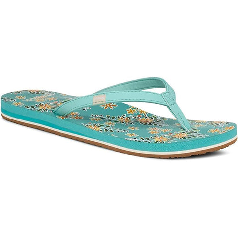 Sanuk Womens Yoga Joy Vintage Floral Sandals in aqua splash