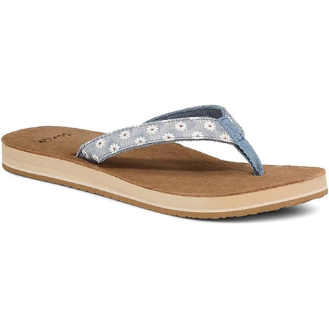 Sanuk Womens Happy Placer Sandals in white daisy