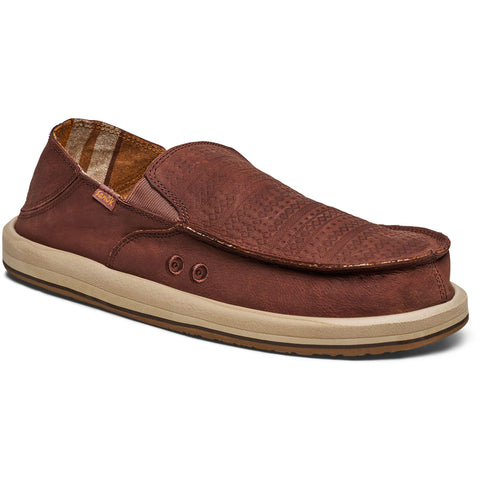 Sanuk Mens Donny Novelty Leather Sandal Shoes in clove