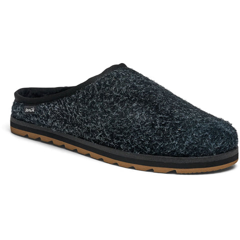 Sanuk mens Yoga Cloud Lounger Leather Shoe in black suede
