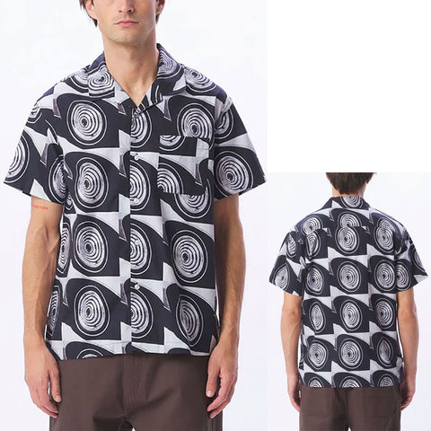 Obey Mens Lankershim S/S Shirts in white multi