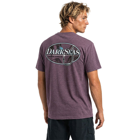 Dark Seas Mens Tropical Nite Mineral T-Shirts in heather maroon