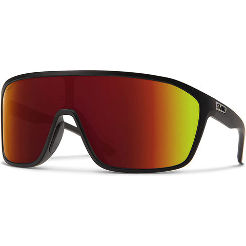 Smith Boomtown Sunglasses in matte blacK and Chromapop Red Mirror