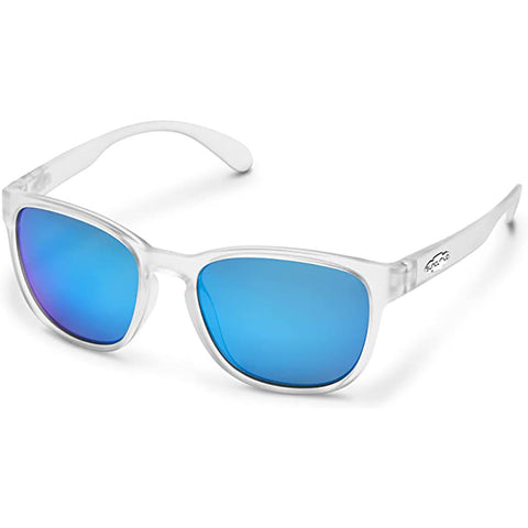 Suncloud Loveseat Polarized Sunglasses in matte crystal and polar blue mirror