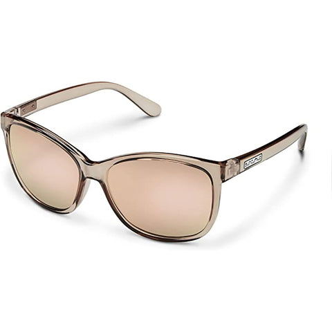 Suncloud Sashay Polarized Sunglasses in transparent taupe and Pink/gold mirror
