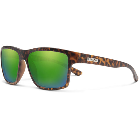Suncloud A-Team Polarized Sunglasses in matte tortoise and polar green mirror