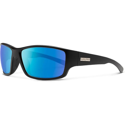Suncloud Hull Polarized Sunglasses in matte black and polar blue mirror