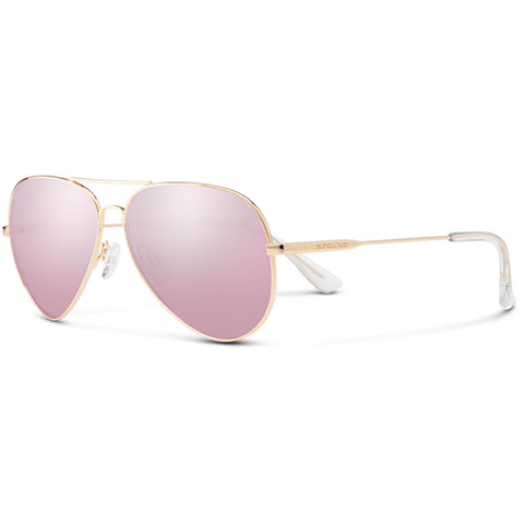 Suncloud Hard Deck Polarized Sunglasses in rose gold and Pink gold mirror