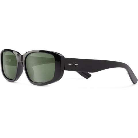 Suncloud Lane Polarized Sunglasses in black and polar gray green