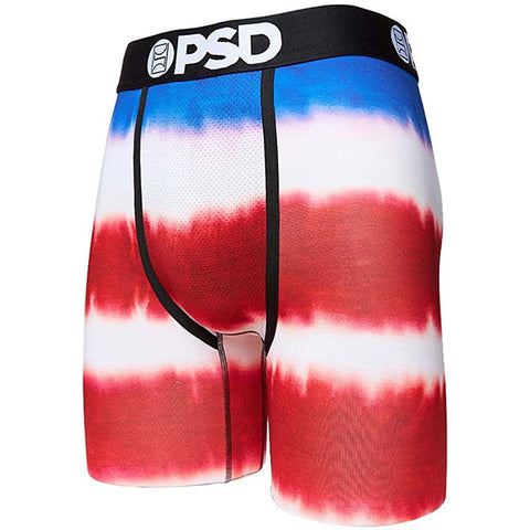 PSD Underwear Mens American Tie Dye Boxer Briefs in red and X-Large