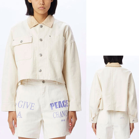 Obey Womens Trudy Work Jackets in unbleached and Medium