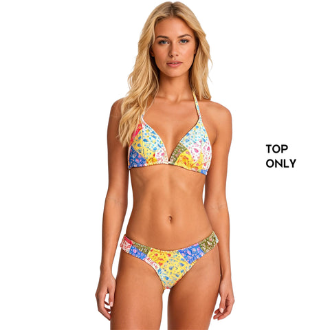Sundaze Brunch Womens Summer Patchwork Bikini Top in multi