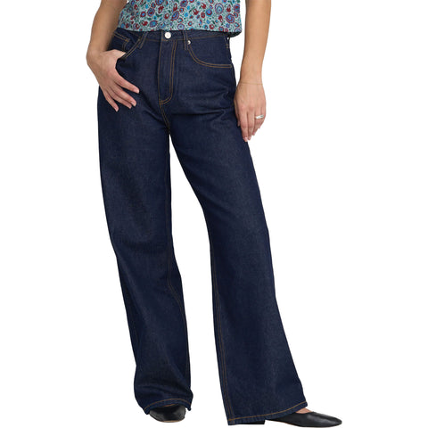 RVCA Womens Coco High Waisted Baggy Jean in indigo rinse