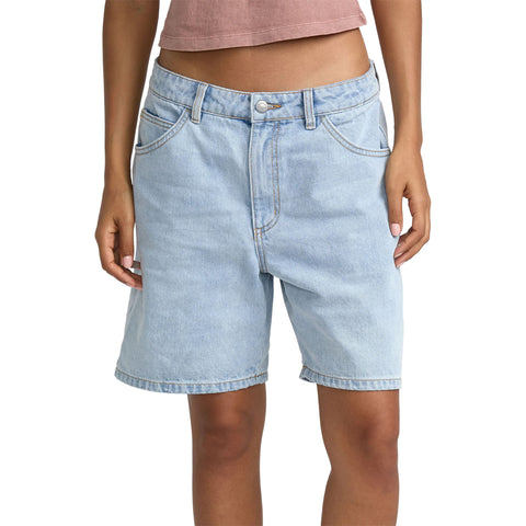 RVCA Womens Crawford Long Shorts II in ash blue