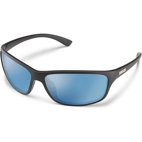 Suncloud Sentry Polarized Sunglasses in matte black and polar blue mirror