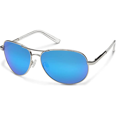 Suncloud Aviator Polarized Sunglasses in silver and polar blue mirror