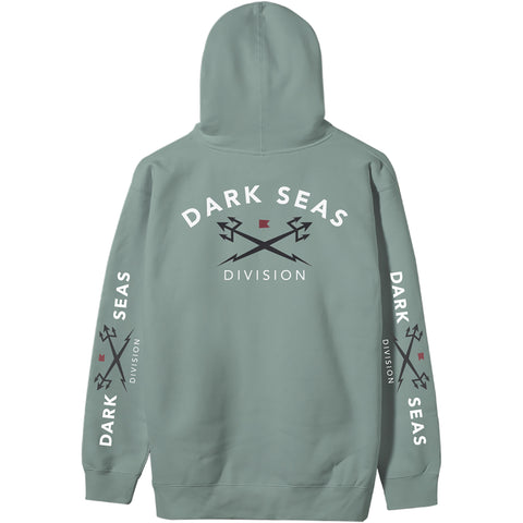 Dark Seas Mens Headmaster Fleece Hooded Sweatshirt in dusty sage