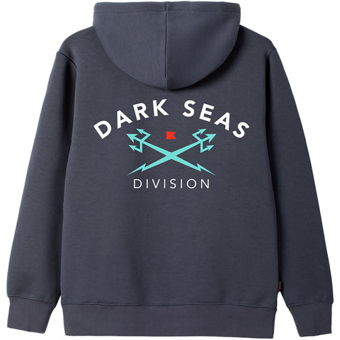 Dark Seas Mens Headmaster Hooded Sweatshirt in blue magic