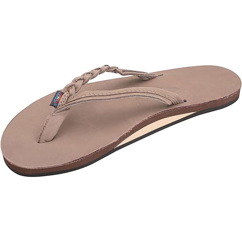 Rainbow Womens Flirty Braidy Leather Sandals in dark brown