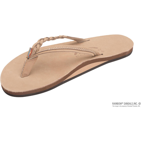 Rainbow Womens Flirty Braidy Leather Sandals in sierra brown
