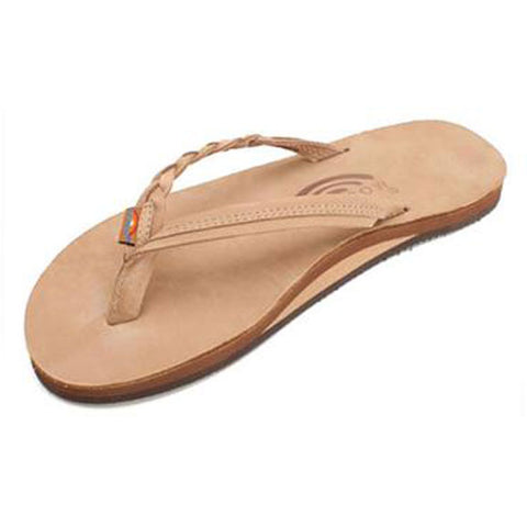 Rainbow Womens Flirty Braidy Leather Sandals in sierra brown