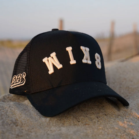 Delaware Beaches Suck DBS Skim Hat in black/white