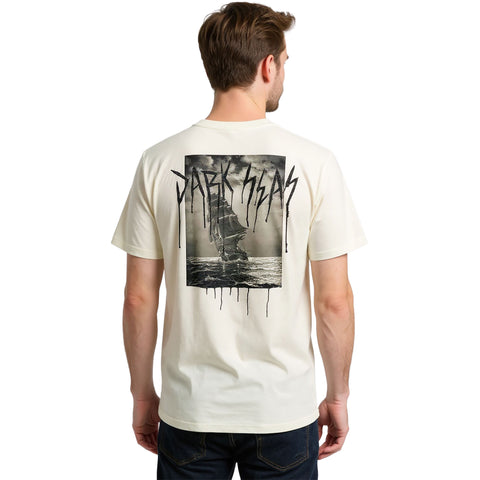 Dark Seas Mens Wet Paint T-Shirts in cream