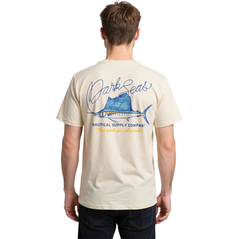Dark Seas Mens Thin Line T-Shirts in cream