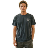 Dark Seas Mens Striped Bass Tee in black and Medium