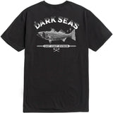 Dark Seas Mens Striped Bass Tee in black and Medium