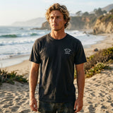 Dark Seas Mens Striped Bass Tee in black and Medium