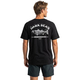 Dark Seas Mens Striped Bass Tee in black and Medium