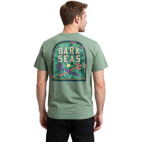 Dark Seas Mens Glass Door T-Shirts in frosty green
