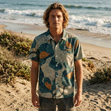 Dark Seas Mens Bloom Woven Shirts in aloe