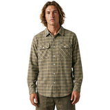 Dark Seas Mens Drake Flannel Shirts in woven aloe