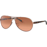 Oakley Womens Feedback Polarized Sunglasses in rose gold and VR50 brown gradient