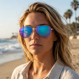 Oakley Feedback Sunglasses in Prizm sapphire irid polarized and polished chrome