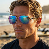 Oakley Feedback Sunglasses in Prizm sapphire irid polarized and polished chrome