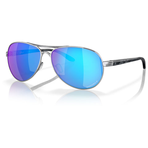 Oakley Feedback Sunglasses in Prizm sapphire irid polarized and polished chrome