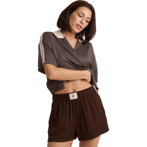 Volcom Womens Boxing Shorts in chicory coffee